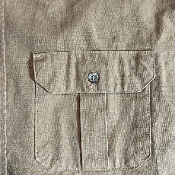 L.L. Bean Large Made in USA Vintage Duck Camo Canvas Khaki Shirt Workwear EUC - Picture 7 of 14